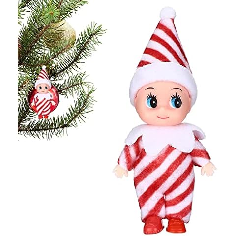 Umifica Miniature Elf Doll, Limbs Movable Lovely Christmas Baby Dolls, Desktop Christmas Plush Fairy Dolls for Stocking Stuffers, Holiday Bookshelf Toys for New Year Gift Cover