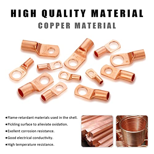 180Pcs Copper Wire Lugs Awg 2 4 6 8 10 12 With Heat Shrink Set, 80Pcs Battery Cable Lugs, Battery Cable Ends Sc Ring Terminals Wire Connectors, With 100Pcs Heat Shrink Tubing Wire Terminals Kit. #TOP1