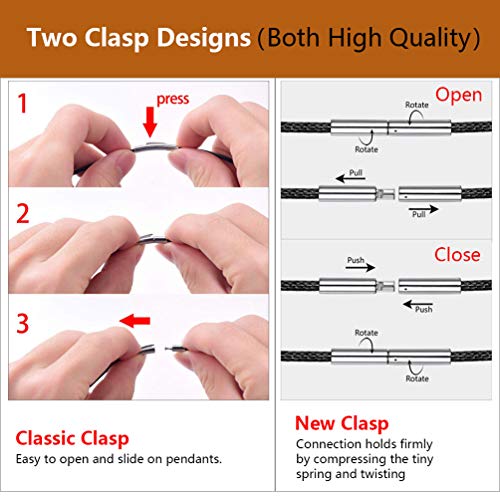 PROSTEEL Kunstleder Halskette/Armband Schwarz geflochten Lederkette Lederband 2mm/3mm breit Damen Herren Kette für Anhänger mit Edelstahl Verschluss 41-76cm wählbar - Image 6