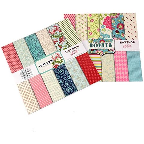 ewtshop Motivpapier, 48 Bögen im Format 30,5 x 30,5cm, 24 tolle Motive, beidseitig Bedruckt, Dekopapier für Bastelarbeiten Cover