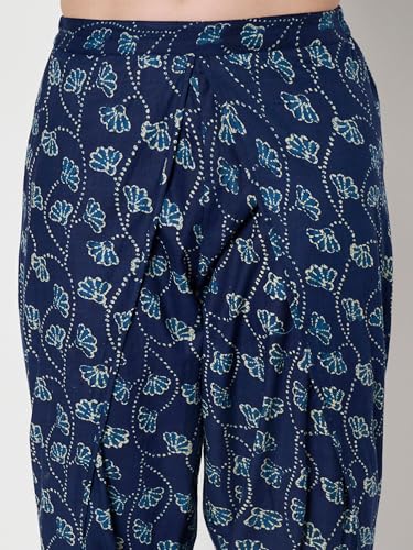 Image of 9rasa Women's Cotton Solid Harem Dhoti Pants for Casual FusionWear Workwear