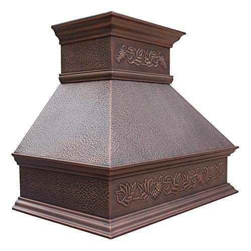 SINDA 36"Wx36"H Wall Mount, Copper Vent Hood for Kitchen Handcrafted
