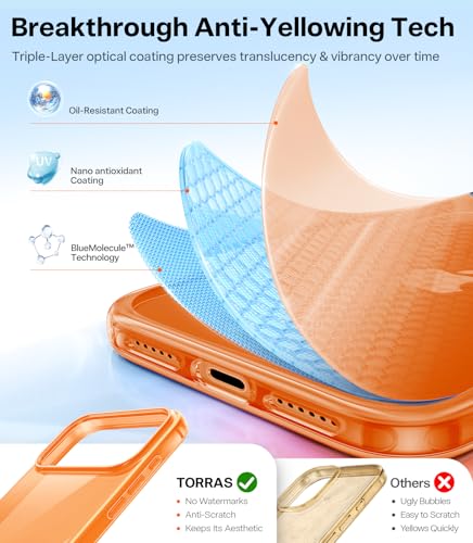 Image of TORRAS for iPhone 17 Pro Case Crystal Orange, Ultra-Thin