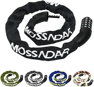 MOSSNDAR Bike Lock Heavy Duty, 8mm 100cm 940g Bike Lock Combination with 5-Digit Codes, Bike Locks High Security, Bike Chain Lock with Knitted Protective Sleeve, for Bicycle Lock Motorbike MTB Gate