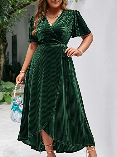 Image of BerryGo Women's Velvet V Neck Wrap Semi Formal Dress Cocktail Party Maxi Dress for Wedding Guest