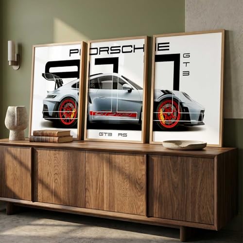 Image of HOTHOUSE Big Porsche Cars Framed Posters Gift Items for Boys Room Wall Decoration Bedroom Living Room Office Studio Decor | Car Poster Frame for Wall Decor Set Of 3 Size (19 X 25 inch)