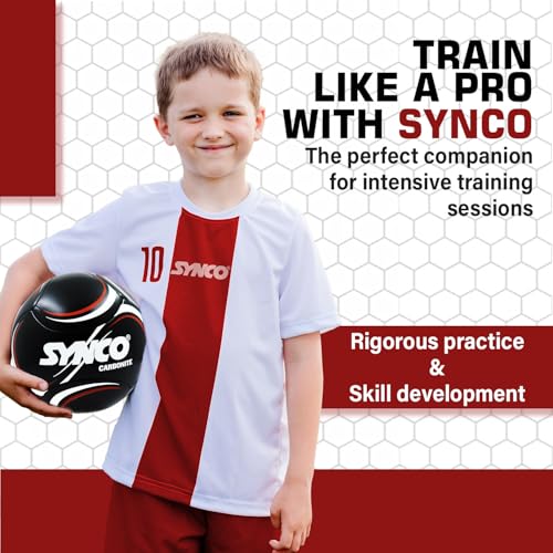 Image of Synco Carbonite Football | PVC Machine Stitched | 6 Panel | Training Football for Beginners | Suitable for Soft & Turf Ground | Soccer Ball Size- 5