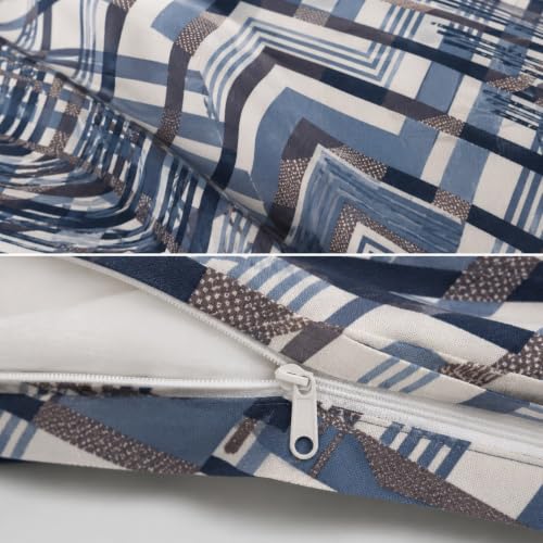 Image of Super Premium Quilt Cover Double Bed with Zipper Blanket Cover /rajai Cover /Comforter Cover /Duvet Cover King Size Soft Cotton Skin Friendly Stuff 90x100 Inches, Blue Grey Marbel | TC - 300