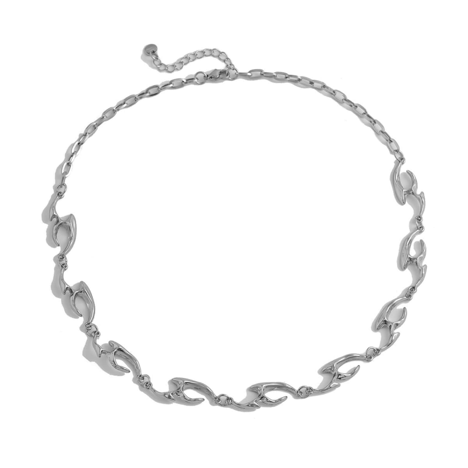 Buyongwant Minimalist Necklace Collar Chain Irregular Y2k Daily Versatile Fashion Jewelry for Women Silver