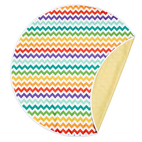 Kenley Baby Splat Mat for Under High Chair - Anti Slip Waterproof Washable Feeding Highchair Food Splash Spill Mats - Large Floor Table Protector Cover - Bright Chevron