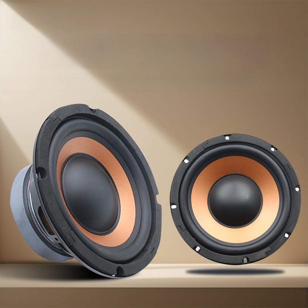 Altoparlante per auto Deep Bass 6,5 pollici nero arancione (10" neutro) | Dimensioni 20,3 cm, ferro resistente, suono dinamico, finitura nero arancione, stereo per auto