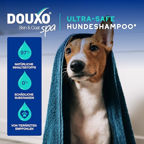 DOUXO Skin & Coat SPA – Ultra-Safe* Shampoo gegen Geruch für Hunde, 250 ml, reinigt die Haut und spendet Feuchtigkeit, entfernt Gerüche, hinterlässt angenehm duftendes Fell, hautfreundliche Rezeptur