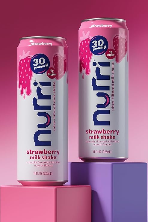 Nurri-30g Protein drinks Ultra Filtered Milk Shake – Strawberry- Lactose Free, Low Sugar, 150 Calories, 10 Vitamins and Minerals - 11 fl oz, 12 Pack