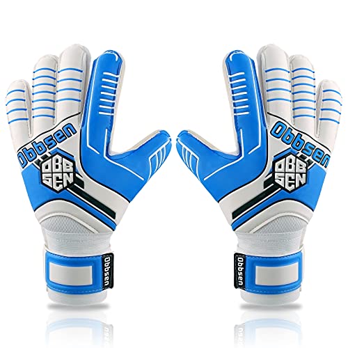 Obbsen Goalie Gloves for Kids, Youth and Adult, Goalkeeper Glove with Super Grip, Premium Quality Soccer Goalie Gloves, Goalkeeping Gloves Size 5/6/7/8/9/10 (Blue, 8)