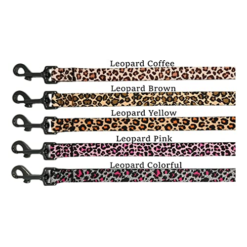 Olahibi Dog Collar And Leash Set, Leopard Pattern, Polyester Fabric Webbing, 5Ft Leash, For Small Dogs.(S, Leopard Set) #TOP7