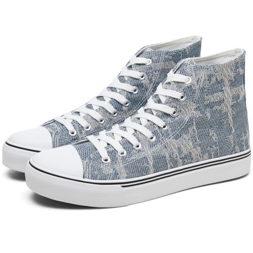 Image of yageyan Men's High Top Canvas Sneakers Fashion Lace up Walking Shoes Casual Classic
