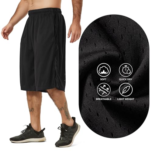 HQUEC Men's 12" Long Basketball Athletic Shorts Loose-Fit Black by HQUEC - Used condition - Image 5