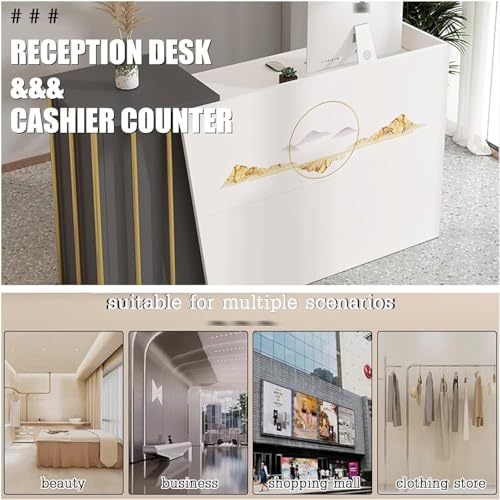 Jingnian Bancone Reception Ufficio Con Cassetti Serratura E Ampio Spazio Di Archiviazione, Banco Reception Moderno Per Negozi Abbigliamento Pasticcerie Hotel Centro Estetic(Size:100Cm,Color:Marmo) - 7