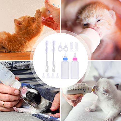 Conjunto de mamadeira para gatinhos e cachorrinhos de estimação 12 unidades (azul + rosa)