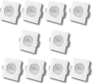 Kit 10 Spot Led Cob Direcionável Embutir Quadrado Branco Quente 3000k 7w