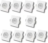 Kit 10 Spot Led Cob Direcionável Embutir Quadrado Branco Quente 3000k 7w