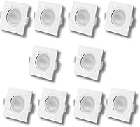 Kit 10 Spot Led Cob Direcionável Embutir Quadrado Branco Quente 3000k 7w