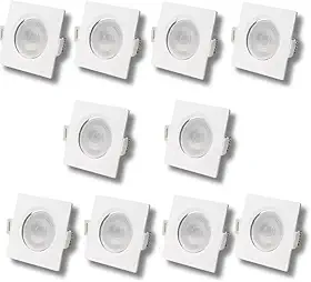 Kit 10 Spot Led Cob Direcionável Embutir Quadrado Branco Quente 3000k 7w