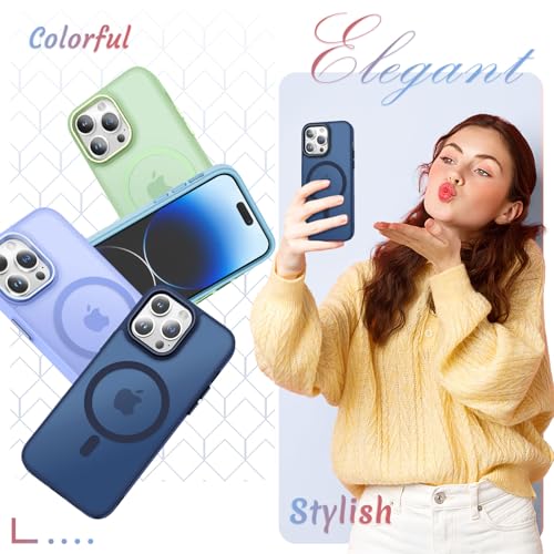 Image of YENAPOON for iPhone 14 Pro Case, Matte Magnetic Phone Case, Navy Blue