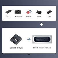 Vista 8 de cablecc USB 3.1 tipo C USB-C hembra solo puerto a 480Mbps USB 2.0 placa base 9pin 10pin adaptador de cabecera PCBA