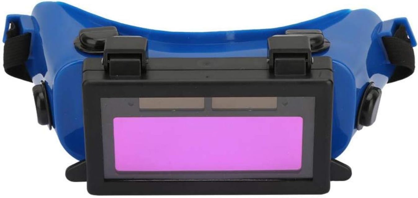 Yuecoom Welding Goggles Solar Powered Auto Darkening Welding Goggles for Construction Sites Electric Welding (Blue)