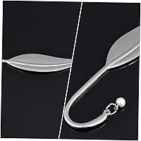 Vista 4 de Bookmark 1Pc Willow s Stationary Book Page Marker Pearl s Leaf Reading Page Clip Stationery Souvenir Alloy Tassel/Silver/2 * 13.5CM