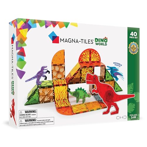 MAGNA-TILES Dino World 40-Piece Magnetic Construction Set, The ORIGINAL Magnetic Building Brand