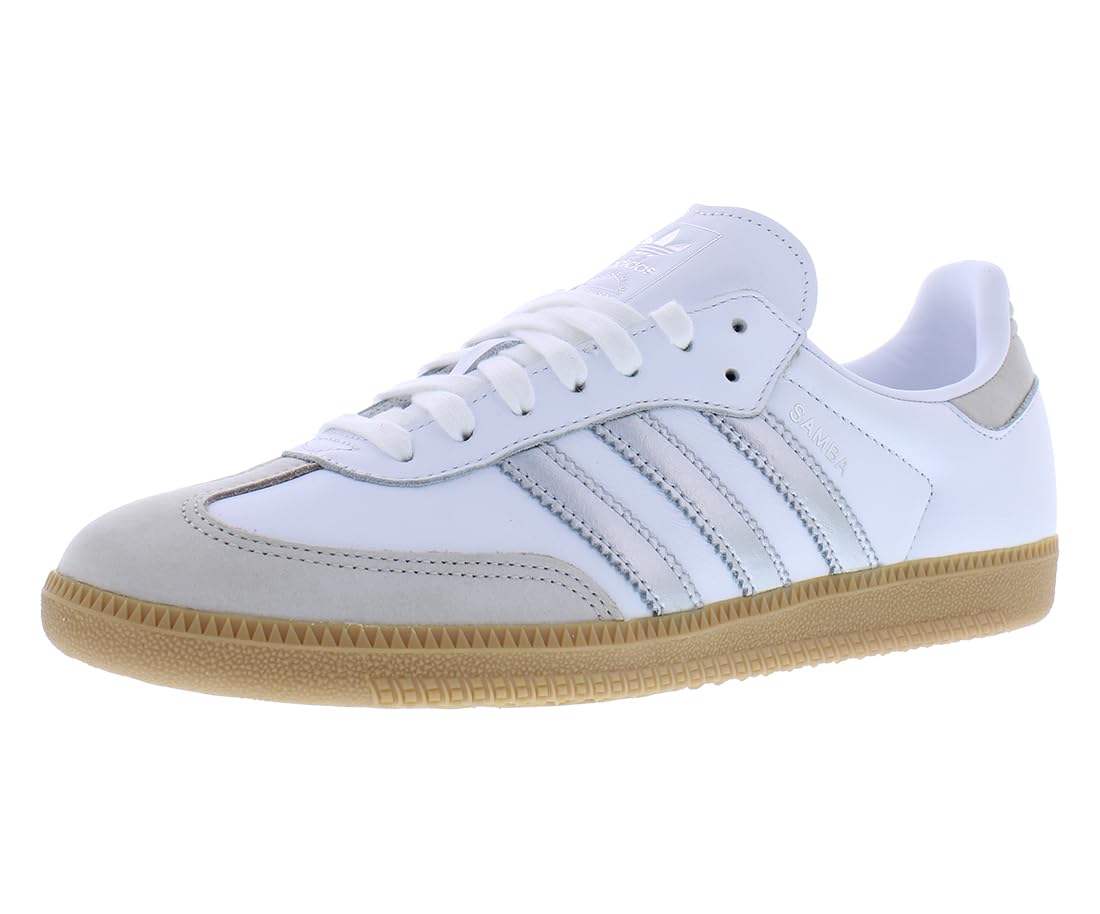 adidas Samba Womens Shoes Size 10.5, Color: Footwear White/Silver Metallic/Grey One/White