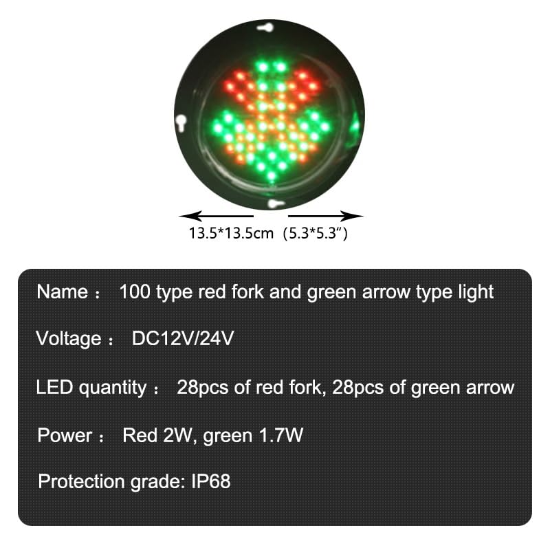 DNGXAOYA Led Red and Green Indicator Light,Waterproof Ip68 Red Fork Green Arrow Signal Light,Traffic Light Lamp,12v/24v Led Traffic Stop Light(Model 100 12V,Common Negative)