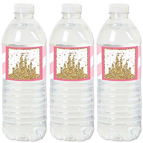 Little Princess Crown - Pink And Gold Princess Baby Shower Or Birthday Party Water Bottle Sticker Labels - Set Of 20 #TOP1