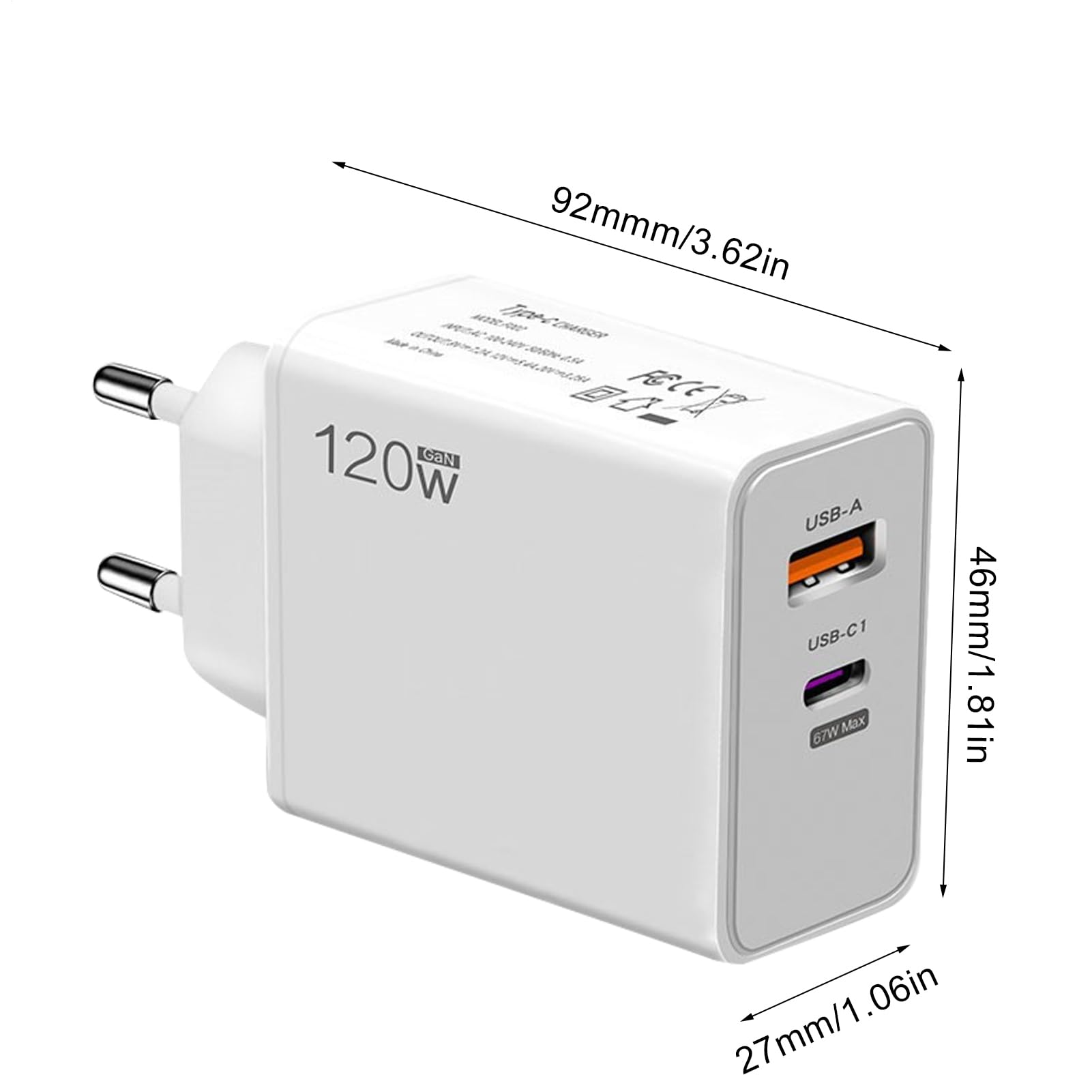 Caricatore per telefono Ricarica Rapida - Alimentatore da Parete 120W | Adattatore Compact Cube Accessori Telefono per Casa Ufficio Dormitorio