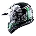 1Storm Adult Motocross Helmet Off Road MX BMX ATV Dirt Bike Mechanic HGXP14B Skull Green