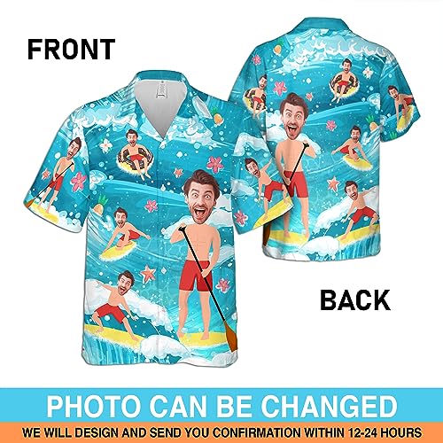 Personalized Hawaiian Shirt with Photo, Custom Hawaiian Shirt with Face, Custom Button Up Shirts for Men2