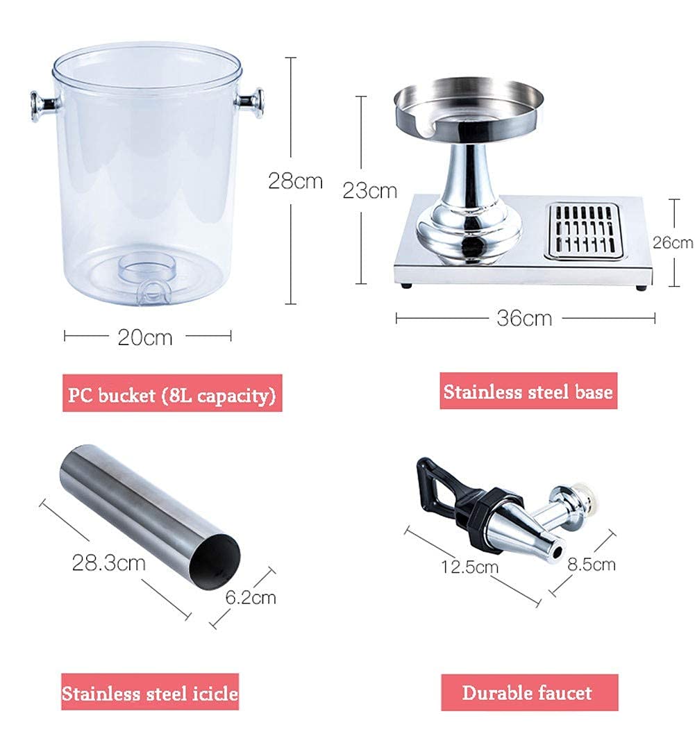 Distributore di succo d'acqua con rubinetto, caldo/freddo, 8 l, dispenser per bevande in vetro con rubinetto in acciaio inox e supporto, per qualsiasi festa e matrimonio