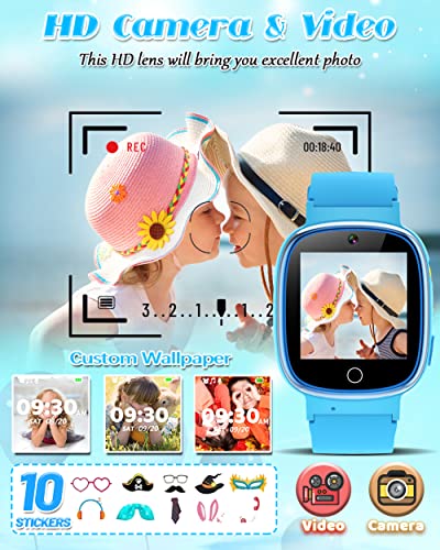 Semloo Waterproof Kids Smart Watch Boys Gifts For 3-12 Year Old Girls Kids Watches With 24 Puzzle Games Hd Touchscreen Video Camera Music Player Pedometer Story Books Flashlight 13 Alarm Clock Learning Toys thumb #4