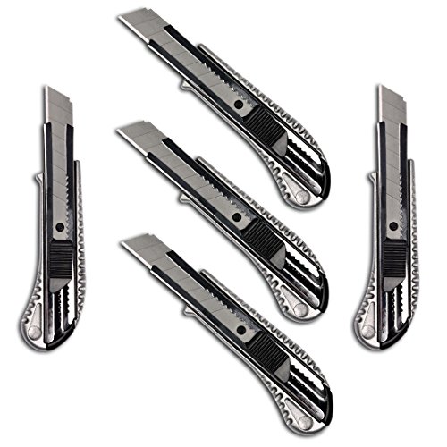 Taglierino in alluminio pressofuso con lama da 18 mm, per tagliare tappeti e per altri usi, Argento