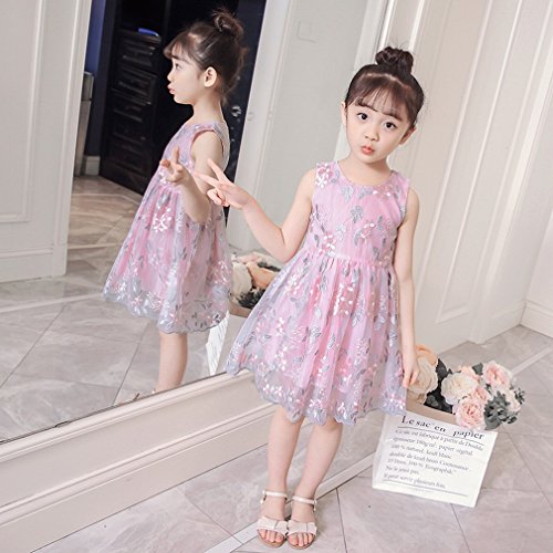 Robe de princesse rose brodée pour les fêtes d'été des filles