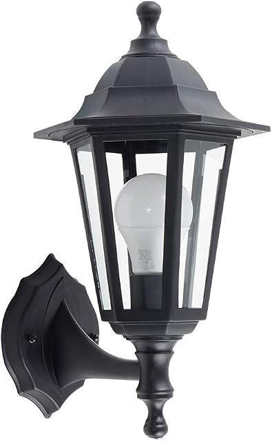 MiniSun Traditional Style Black Outdoor Security IP44 Rated Wall Light Lantern