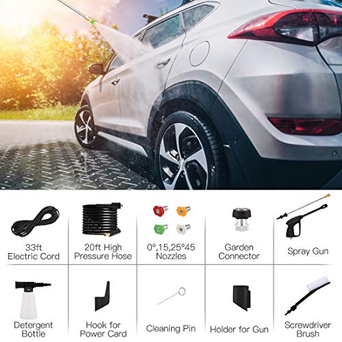 mrliance 3600PSI Electric Pressure Washer 2.4GPM Power Washer 1800W High Pressure Cleaner Machine with 4 Nozzles,Hose Reel, Foam Cannon Brush,Best for Cleaning Patio, Garden, Fences, Vehicle (Green)