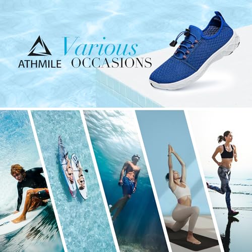 Image of ATHMILE Water Shoes for Men Women Barefoot Hiking Swim River Beach Knit | Adult Lake Pool Aqua Socks Quick Dry for Hiking Surfing Kayaking Sport Accessories Camping Must Haves