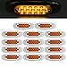 Partsam 14Pcs 6.5" Inch Amber LED Side Marker Lights 16 Diodes Surface Mount for Kenworth Peterbilt Freightliner Led Cab Panel Lights Turn Signals Sealed Waterproof 12V