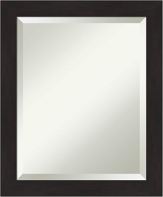 Amanti Art Beveled Wall Mirror (23.5 x 19.5 in.), Furniture Espresso Narrow Frame - Bathroom Mirror Brown, Small