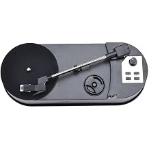 33/45 RPM Vinyl to MP3 Converter Turntable with Card Slot, Portable for Mini Record Player in ABS, Black