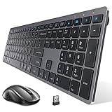 INFILAND Wireless Keyboard and Mouse Combo, 2.4G Stable Connection Full Size Wireless Keyboard Mouse Set with Numeric Keypad for Laptop Computer PC Desktop Windows XP/7/8/10, Dark Grey