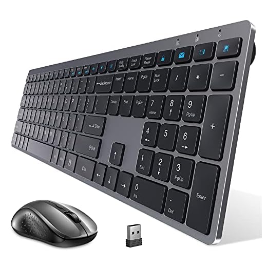 INFILAND Wireless Keyboard and Mouse Combo, 2.4G Stable Connection Full Size Wireless Keyboard Mouse Set with Numeric Keypad for Laptop Computer PC Desktop Windows XP/7/8/10, Dark Grey